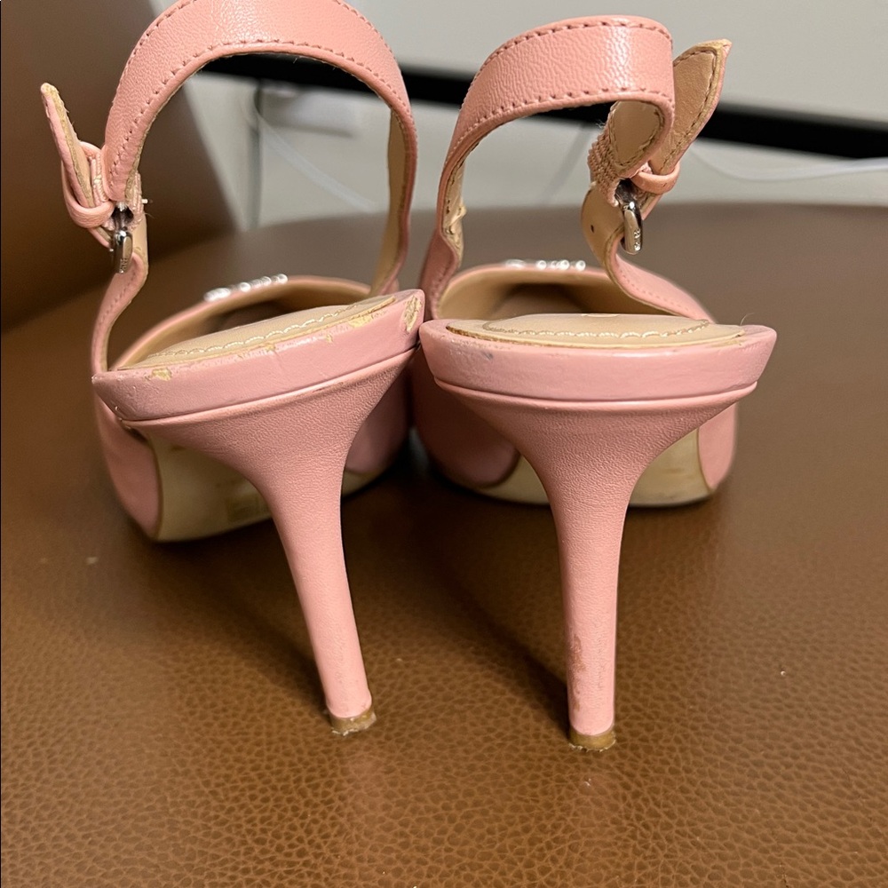 Coach Pink Pointed Leather Slingback Pumps - Picture 5 of 12